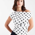 Cotton On georgie off shoulder short sleeve top in polka dot