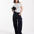 Cotton On georgie off shoulder short sleeve top in polka dot