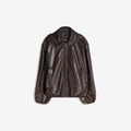  Bershka – Jacke aus Kunstleder in Braun mit Ballon-Optik