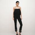 ASOS DESIGN – Caprihose aus Ponté-Stoff in Schwarz mit Fransensaum