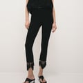 ASOS DESIGN – Caprihose aus Ponté-Stoff in Schwarz mit Fransensaum