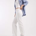 Only – Blush – Jeans in Weiß mit mittelhohem Bund und geradem Schnitt