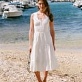 Rouje Paris Kleid  mi-longue blanche style corset