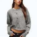 CREW NECK WITH BUTTONS - KNIT CARDIGAN - Cardigan - grey