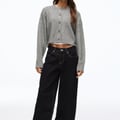 CREW NECK WITH BUTTONS - KNIT CARDIGAN - Cardigan - grey