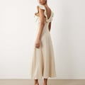 Mango – Midikleid aus Leinenmix in Cremeweiß 