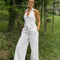 bestickte Baumwollhose