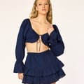 SUNSEEKER - Cropped Longsleeve Blouse • Navy