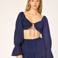 SUNSEEKER - Cropped Longsleeve Blouse • Navy