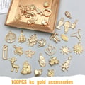 VYZUTR Pack of 100 Charms Pendants for Jewellery Crafts, Mixed Pendant Chain and Vintage Aesthetic, Bracelet, Earrings, Necklace, Gold