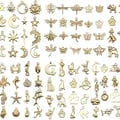VYZUTR Pack of 100 Charms Pendants for Jewellery Crafts, Mixed Pendant Chain and Vintage Aesthetic, Bracelet, Earrings, Necklace, Gold