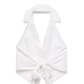 Neckholder-Top mit Stickerei