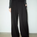 WIDE LEG SMART WITH DARTS - Trousers - black