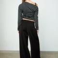 WIDE LEG SMART WITH DARTS - Trousers - black