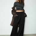 WIDE LEG SMART WITH DARTS - Trousers - black