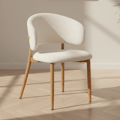 Japandi Esszimmerstuhl Yuka Beige – Rahmen in Eichenoptik