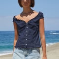 John Galt Blue Polka Dot Elena Top