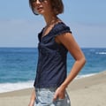 John Galt Blue Polka Dot Elena Top