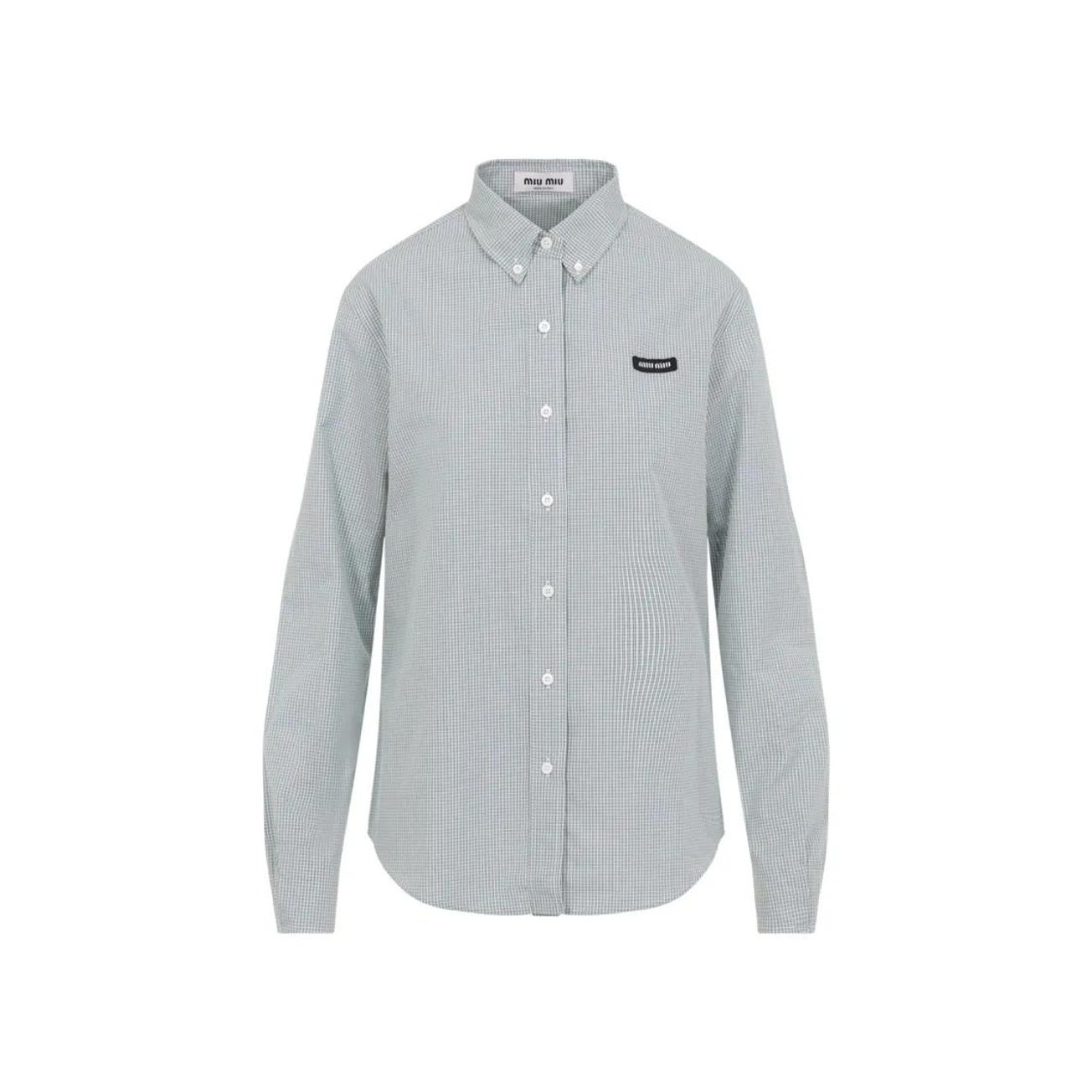 Miu Miu - Checkered Cotton Button-Down Shirt With Tailored F - Größe 38 - weiß