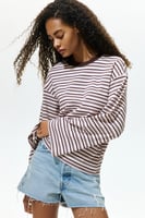 H&M Langarmshirt aus Baumwolle - Hellrosa/Gestreift