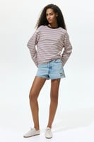 H&M Langarmshirt aus Baumwolle - Hellrosa/Gestreift