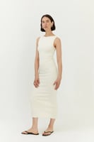The Slow Label Wide Rib Dress Ecru