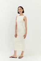 The Slow Label Wide Rib Dress Ecru
