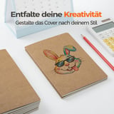 Foliom 12 A5 Blank Notebook, Kraft Paper Notebook with Thread Binding, 60 Pages (80 g/m²), Beige Paper, Sketch Book, Small, Flat for School, Office and Travel | 60 Seiten, 80g/m² beiges Papier, flachliegend, Vorrat für Schule, Büro, Studium & Skizzen