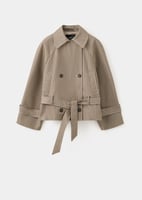 Kurzer Trenchcoat mit Karomuster und Gürtel