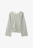 LONG SLEEVE STRIPED T-SHIRT WITH RUCHED WAIST - Langarmshirt - white