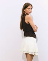 Pull&Bear Minirock mit Rüschen in Eisblau