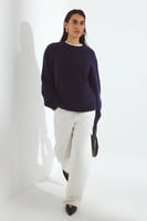 Round Neck Wool Blend Knitted Sweater