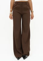 Mauré High waist wide leg pants casual chocolate brown (tall), image 2 of 4