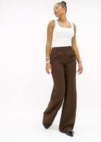Mauré High waist wide leg pants casual chocolate brown (tall), image 3 of 4