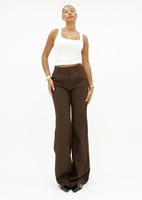 Mauré High waist wide leg pants casual chocolate brown (tall), image 4 of 4