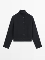 Rollkragen-Cardigan aus 100 % Baumwolle · Marineblau · Tops Und Andere Kleidungsstücke | Massimo Dutti