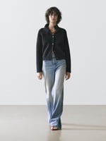 Rollkragen-Cardigan aus 100 % Baumwolle · Marineblau · Tops Und Andere Kleidungsstücke | Massimo Dutti
