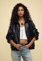 Faux leather jacket - black