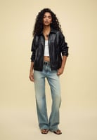 Faux leather jacket - black