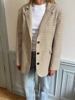 Djerf Avenue Weekend Blazer Checked Oat