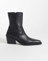 ASOS DESIGN – Ace – Hochwertige Ankle-Boots im Western-Stil aus Leder in Schwarz
