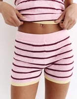 Pull&Bear – Strick-Shorts in Rosa mit Streifen