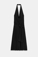 MITTLANGES HALTERNECK-KLEID AUS GAZE MIT SCHLEIFE