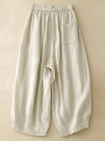 Bequeme, lässige Hosen mit hoher Taille und elastischem Leinen