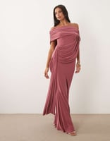 ASOS DESIGN – Figurformendes, drapiertes Maxikleid in Rosé mit One-Shoulder-Träger
