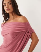 ASOS DESIGN – Figurformendes, drapiertes Maxikleid in Rosé mit One-Shoulder-Träger