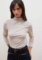 Les Copains MOCK-NECK T-SHIRT, REGULAR FIT - Langarmshirt - beige marl, image 4 of 4