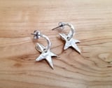 Hammered Sterling Silver Star Hoop Earrings