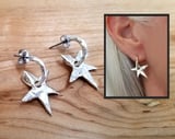 Hammered Sterling Silver Star Hoop Earrings