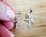 Hammered Sterling Silver Star Hoop Earrings